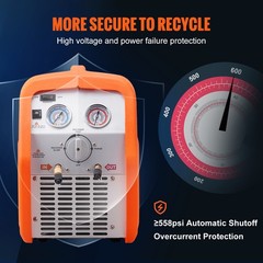 VEVOR Portable 3/4 HP Refrigerant Recovery Machine for Vapor Liquid Refrigerant