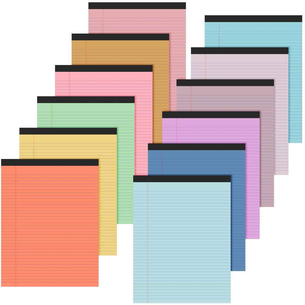 Fuutreo 12 Pcs 8.5” x 11” Colored Legal Pad Writing Pads Narrow Ruled 50 Sh…