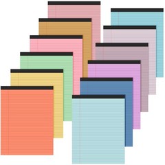 Fuutreo 12 Pcs 8.5” x 11” Colored Legal Pad Writing Pads Narrow Ruled 50 Sh…