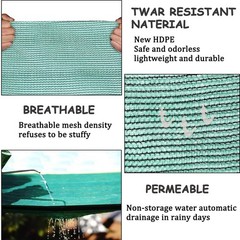 70% Green Shade Cloth with Grommets, 20 FT X 10 FT Heavy Duty HDPE Shade Cove…
