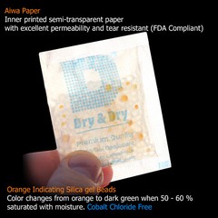 20 gram X 100 PK “Dry & Dry” Food Grade Orange Indicating Silica Gel Packets