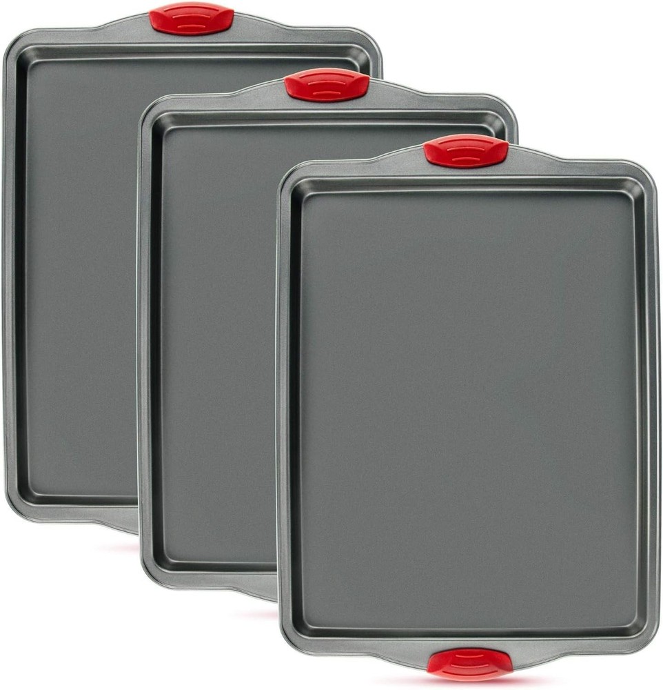 Nonstick Baking Sheet Pans Set of 3 Carbon Steel for Cookie