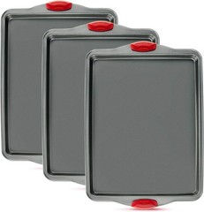 Nonstick Baking Sheet Pans Set of 3 Carbon Steel for Cookie