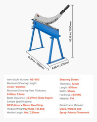 Hand Plate Shear, 31.5 in Max Cutting Length, Manual Sheet Metal Shear Machine,