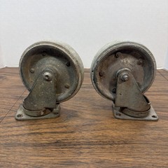 Pair Vintage Colson Quiet Caster Wheels – 5” x 1” – Made USA Model 2-5-65