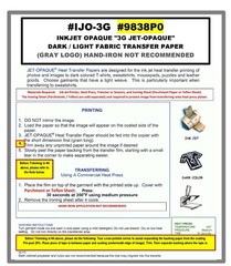 INKJET TRANSFER PAPER FOR DARK FABRIC: NEENAH “3G JET OPAQUE” (11″x17″) 100 CT