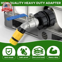 3-Size IBC Tote Adapter Kit, 275-330 Gallon IBC Tote Water Tank Hose Fittings, 2