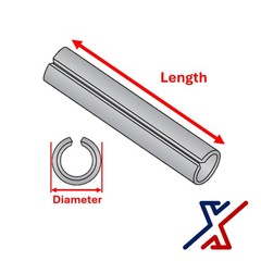 10 mm. Wide x 60 mm. Long Roll Pin / Spring Pin / Tension Pin by X1 Tools
