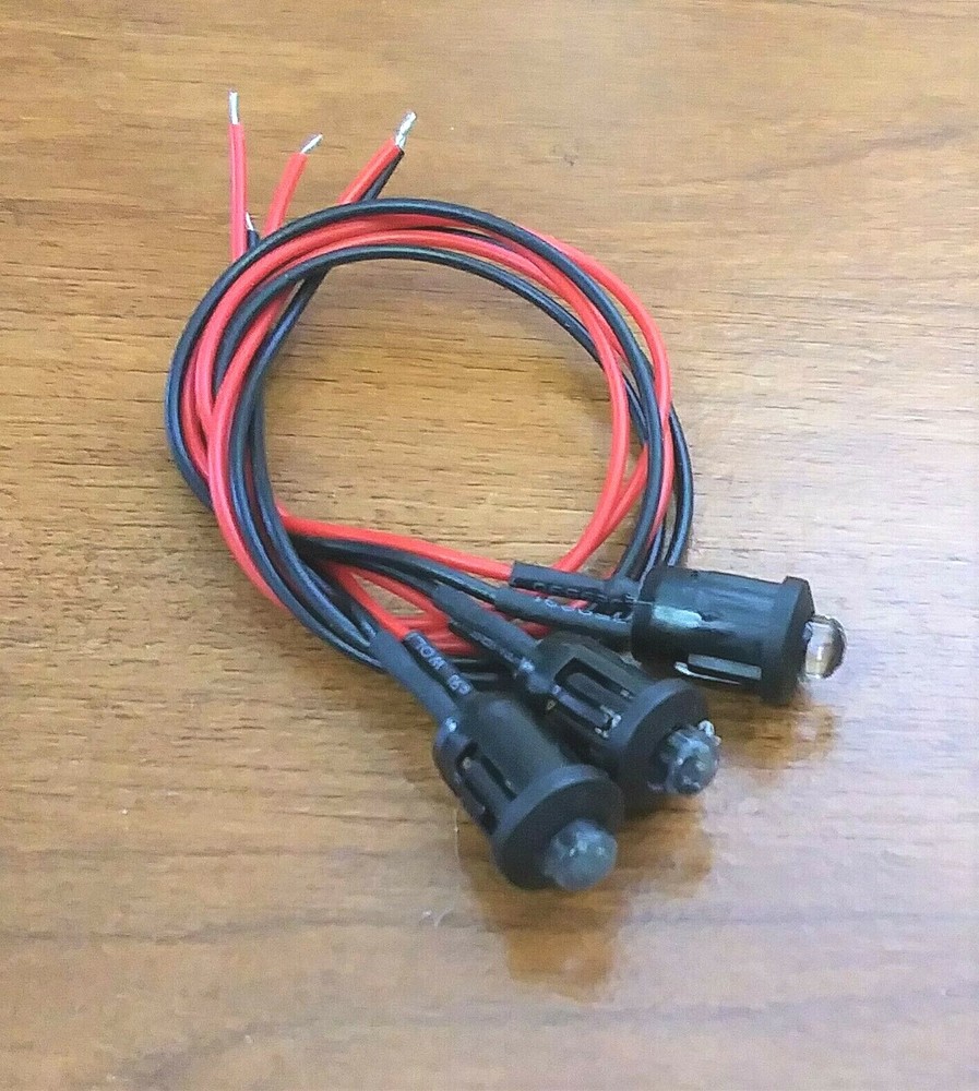 3 Bright BBT 12 volt DC Blue LED 3/8″ Snap-In Indicator Lights