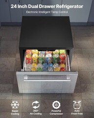 VEVOR 24 Inches Drawer Refrigerator Stainless Steel Dual Drawer Fridge for Home