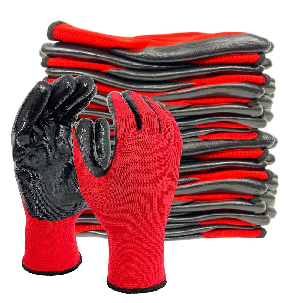 Nitrile Coated Work Gloves Oil Resistant Grip for Automotive Gardening