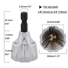 Hex Shank Deburring Chamfer Tool for Efficient Bolt & Thread Repairs 1/8″-3/4″