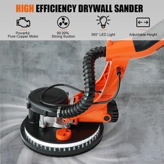 Electric Foldable Drywall Sander 6 Variable Speeds 750W with Vacuum & LED Lights