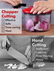 GDL Food Chopper, Pull Onion Chopper Dicer, Hand Powered 3.4 cup, Red