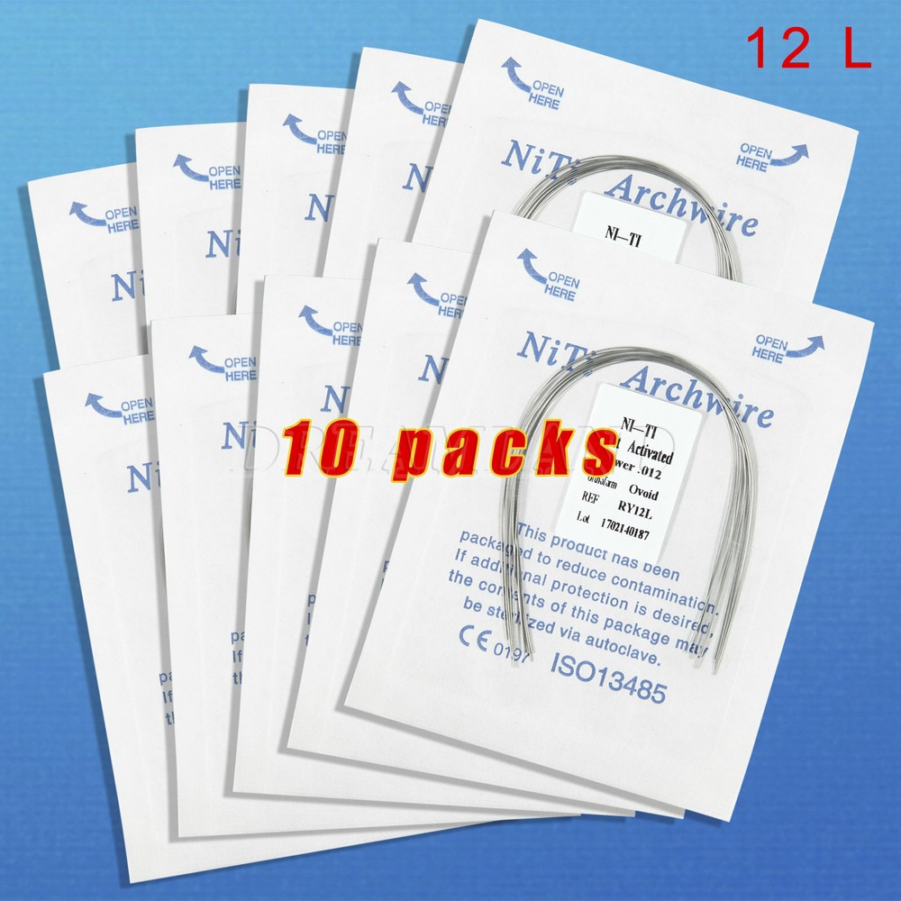 100pc Dental Heat thermal Activated NITI Round Arch Wire Ovoid / Metal Brackets