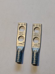 Burndy YA6CL-2TC14E, blue, 2-hole lug, #6awg, 1/4″ stud, 1/2″ center, lot of (2)