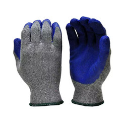 Large Blue Latex Palm and Finger Crinkle Pattern Rubber Coated Gloves (120-Case)