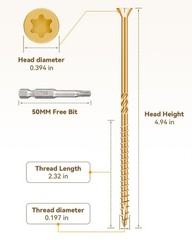100 pcs #10×5 Deck Screws 5 inch Exterior Wood Screws,tan Color,Rust Resistan…