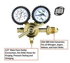 Nitrogen Gas Regulator 0-600 PSIG HVAC Purging, Pressure Charge with Hose – SÜA