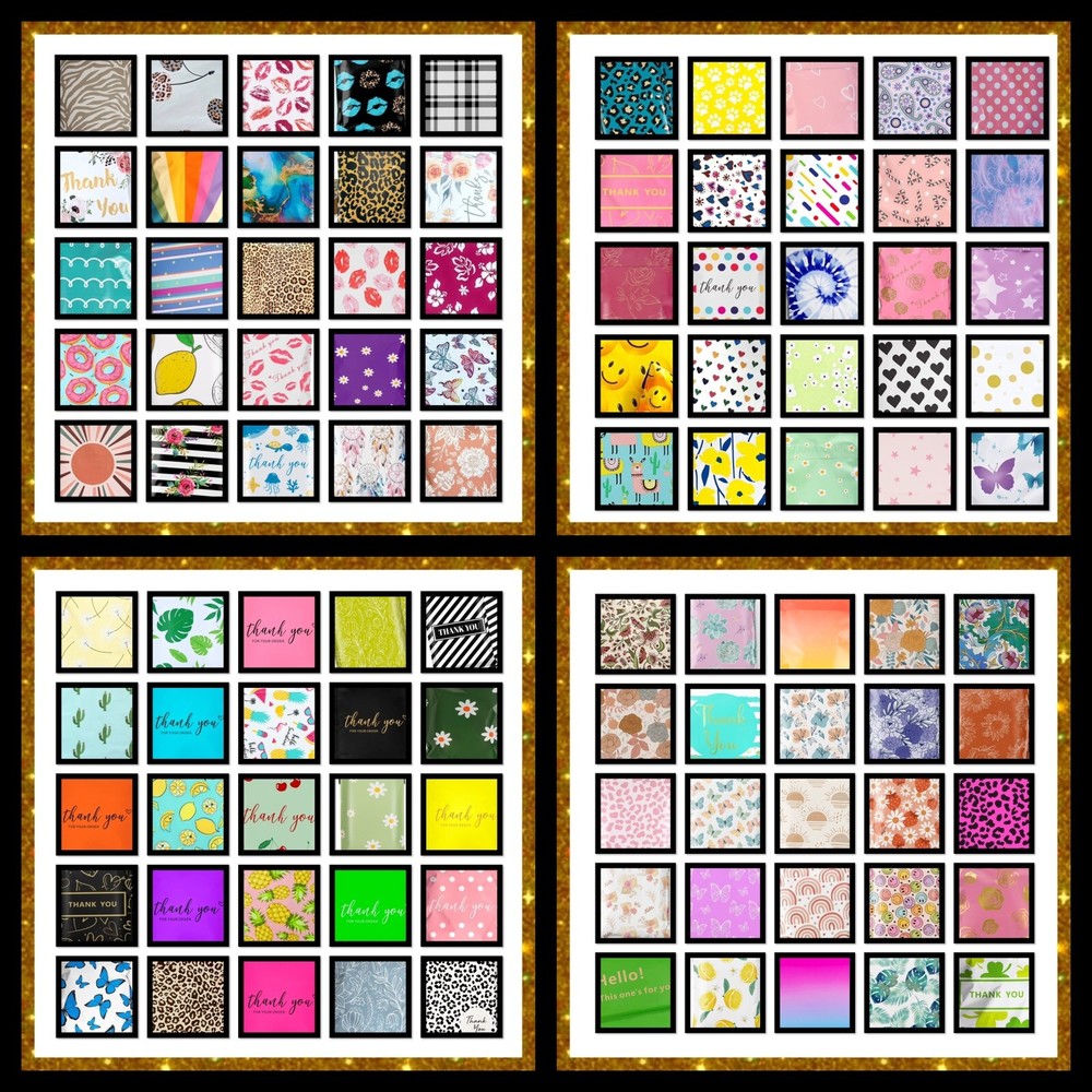 Poly Mailers 6×9 100 UNIQUE DIFFERENT DESIGNS