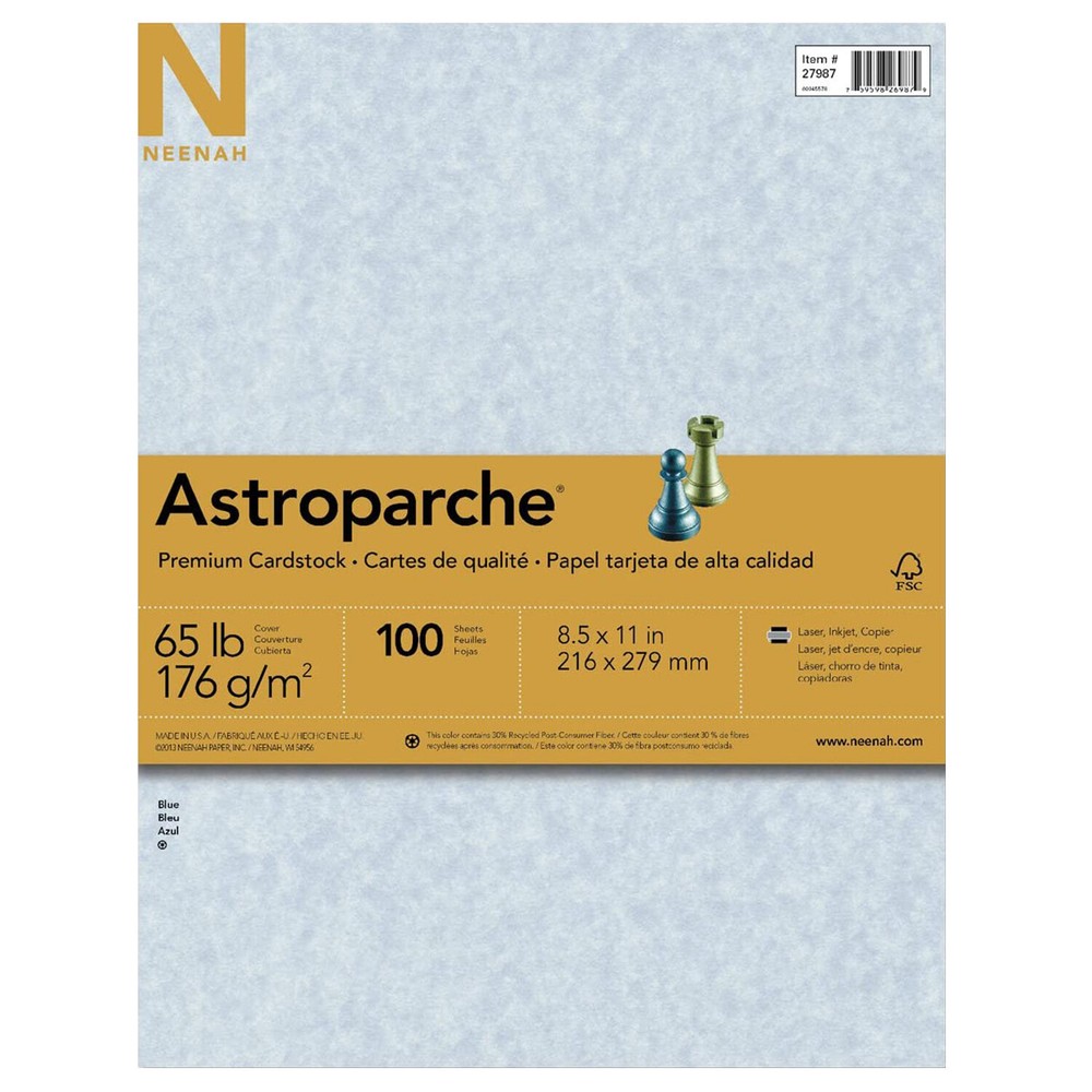 Wausau Astroparche Specialty Cardstock, 8.5 x 11, Blue, 100 Count (27987)