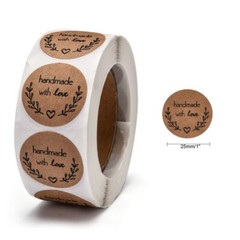 Handmade with Love Sticker Labels 500 each per roll Great for Orders Crafts