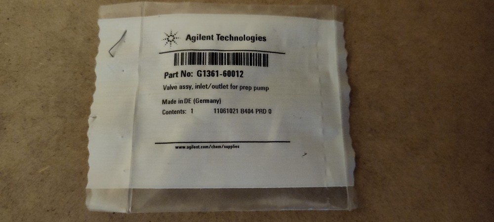 NEW! AGILENT G1361-60012. Valve assy, inlet/outlet for prep pump 1100/1200/1260