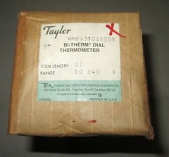 Taylor Bi-Therm Dial Thermometer, 30-240 Degrees F Range, New