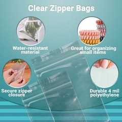 1000 Zip Lock Bags Clear 5 x 8 Ultra Thick Seal Top