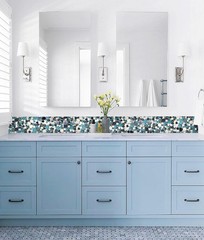Primoon Pebble Tiles 5 Sheets Aqua Teal Blue Mosaic Tiles For Accent Wall