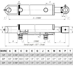 Hydraulic Cylinder Welded Double Acting 2.5″ Bore 20″ Stroke Tang WTG 2.5×20 NEW