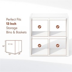 Pemberly Row 4-Cube Vinyl Record Media Organizer in White Engineered Wood