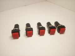 5X Pack PBS-12A On Off 2 Pins Push Button Power Switch 3A 250V Squared Red Lot