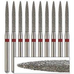 Dental Diamond Flame Bur Fine Grit Red FG Burs 863/012F For High Speed Turbine
