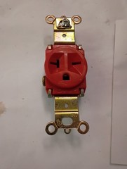 PASS & SEYMOUR 5871-RED 20 AMP 250V HEAVY DUTY SINGLE RECEPTACLE NOS