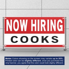 Now Hiring Cooks 13 oz Heavy Duty Vinyl Banner Cook Jobs Available Help Wanted