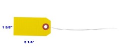 100 Yellow Tags with Wire 3 1/4″ x 1 5/8″ Size 2 Inventory Shipping Hang Tag