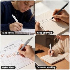 Gel Ink Pens 6-Pack, 0.5mm Fine Point, Quick-Dry Black Retractable Pens