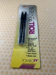 Tombow Black Roll 65695 Pen Refill Pack of 2 Sealed Japan Waterproof Fine Point