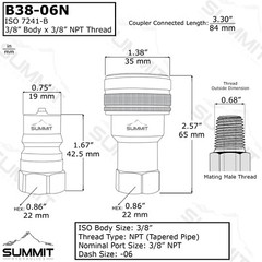3/8″ NPT ISO 7241-B Quick Disconnect Hydraulic Male Coupler