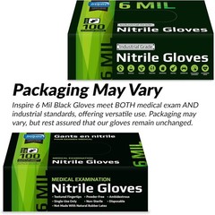 1000 ct Inspire Black Nitrile Gloves Heavy Duty 6 Mil Nitrile Chemical Resistant