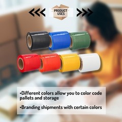 864 Rolls Narrow Banding Packing Stretch Wrap 5″x 1000′ 80 Gauge Red Shrink Flim