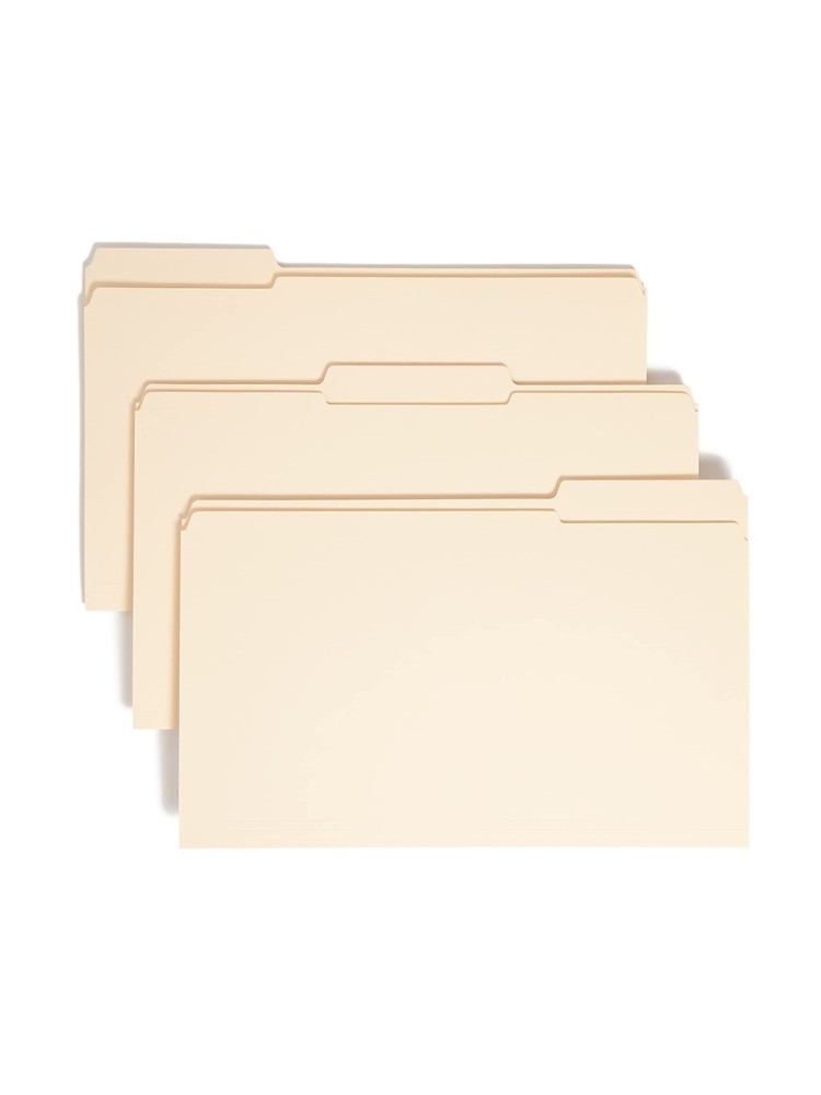 Smead File Folder, Reinforced 1/3-Cut Tab, 1/3 Cut, Assorted Position, Beige
