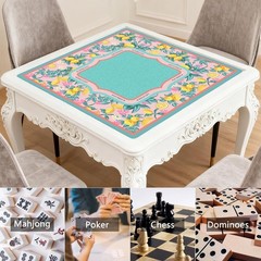 Blue Mahjong Mat for Table, 31.5 * 31.5in Anti Slip Lemon American Mahjong Ta…