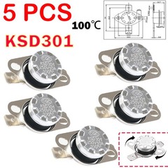 5Pcs KSD301 N.C 100°C Thermostat Temperature Thermal Control Switch 10A 250V