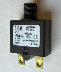 ETA Thermal Circuit Breaker, 1658 Series, 15 A, 1 Pole Push to reset, NEW