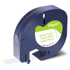 5PK LT91330 Paper Refills Black on White Tape For DYMO LetraTag 100H 12mm Label
