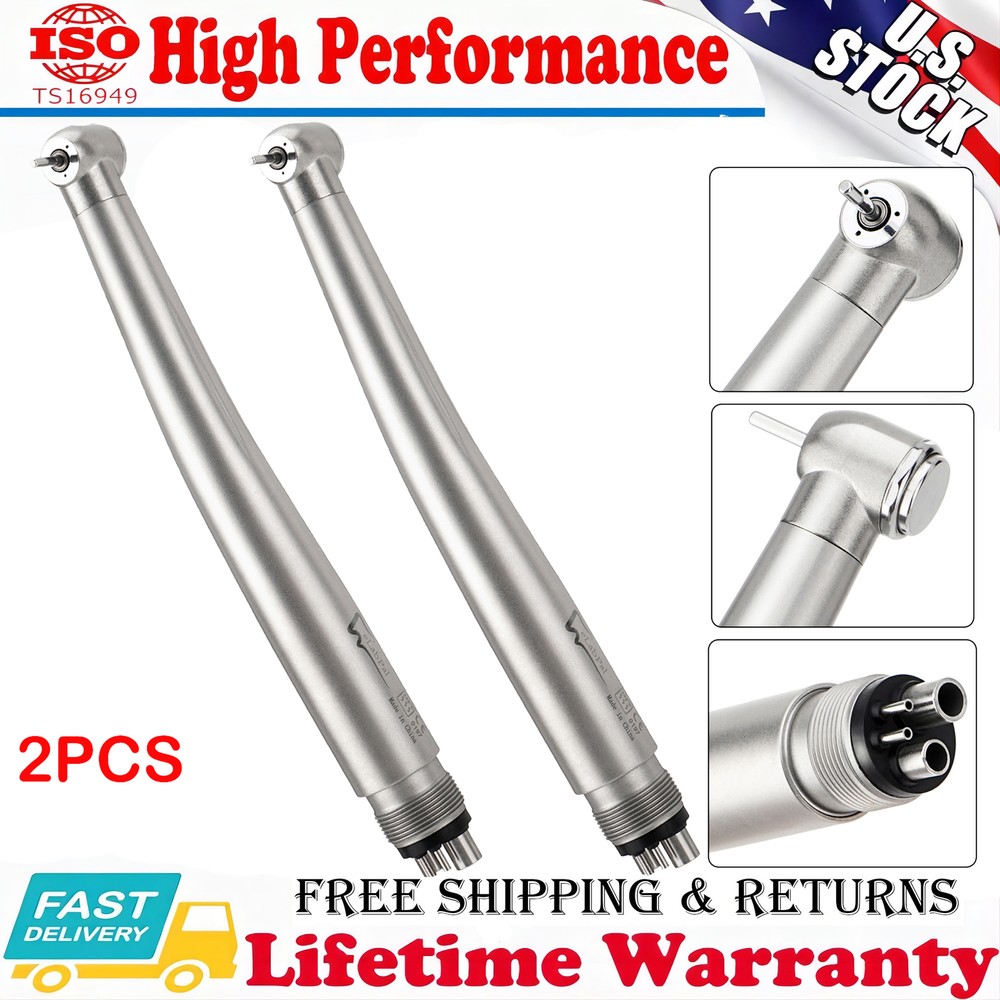 2Pcs Dental Handpiece w/ Std.Head ø10.3xH13.5mm 4H Coupling & Air-Turbine Motor