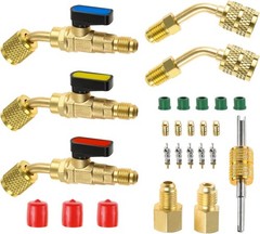Air Conditioner Angled Ball Valve Adapter Kit for R410A R134A R12 R22 AC HVAC