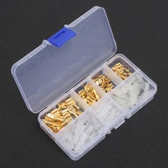 120Pcs 6.3mm 4.8mm 2.8mm Gold Copper Wire Terminal Connector Kit With Sleeve